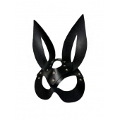 Черная кожаная маска зайки Miss Bunny - БДСМ Арсенал - купить с доставкой в Калининграде