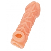 Телесная закрытая насадка с венками Cock Sleeve Size S - 13,8 см. - KOKOS - в Калининграде купить с доставкой