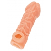 Телесная закрытая насадка с венками Cock Sleeve Size L - 17,6 см. - KOKOS - в Калининграде купить с доставкой