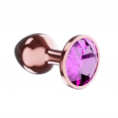 Пробка цвета розового золота с лиловым кристаллом Diamond Quartz Shine L - 8,3 см. - Lola Games - купить с доставкой в Калининграде