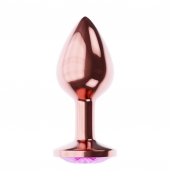 Пробка цвета розового золота с лиловым кристаллом Diamond Quartz Shine L - 8,3 см. - Lola Games - купить с доставкой в Калининграде
