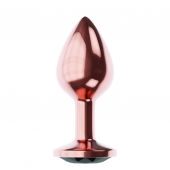 Пробка цвета розового золота с черным кристаллом Diamond Jet Shine L - 8,3 см. - Lola Games - купить с доставкой в Калининграде