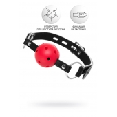 Красный кляп-шар на черных ремешках - ToyFa - купить с доставкой в Калининграде