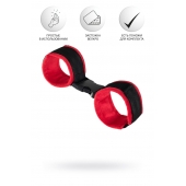 Красно-черные велюровые наручники Anonymo - ToyFa - купить с доставкой в Калининграде