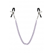 Зажимы для сосков с фиолетовой цепочкой Sweet Caress Nipple Chain - Sweet Caress - купить с доставкой в Калининграде