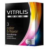 Цветные ароматизированные презервативы VITALIS PREMIUM color   flavor - 3 шт. - Vitalis - купить с доставкой в Калининграде