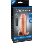 Телесная вибронасадка с кольцом  Vibrating Real Feel 1 Extension - 14 см. - Pipedream - в Калининграде купить с доставкой