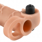 Телесная вибронасадка с кольцом Vibrating Real Feel 2 Extension - 16 см. - Pipedream - в Калининграде купить с доставкой