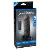 Чёрная вибронасадка с кольцом Vibrating Real Feel 2 Extension - 16 см. - Pipedream - в Калининграде купить с доставкой