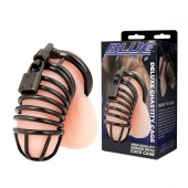 Черная металлическая клетка с замком Deluxe Chastity Cage - BlueLine - купить с доставкой в Калининграде