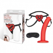 Красный поясной фаллоимитатор Red Heart Strap on Harness   5in Dildo Set - 12,25 см. - Lux Fetish - купить с доставкой в Калининграде