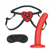Красный поясной фаллоимитатор Red Heart Strap on Harness   5in Dildo Set - 12,25 см. - Lux Fetish - купить с доставкой в Калининграде