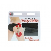 Металлические наручники с чёрной меховой опушкой - Dream Toys - купить с доставкой в Калининграде