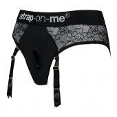 Черные трусики для насадок Diva Lingerie Harness - size S - Strap-on-me - купить с доставкой в Калининграде