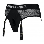 Черные трусики для насадок Diva Lingerie Harness - size M - Strap-on-me - купить с доставкой в Калининграде