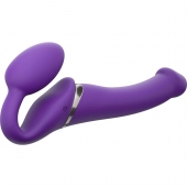 Фиолетовый безремневой вибрострапон Vibrating Bendable Strap-On - size L - Strap-on-me - купить с доставкой в Калининграде