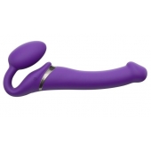 Фиолетовый безремневой вибрострапон Vibrating Bendable Strap-On - size L - Strap-on-me - купить с доставкой в Калининграде