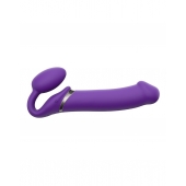Фиолетовый безремневой вибрострапон Silicone Bendable Strap-On - size XL - Strap-on-me - купить с доставкой в Калининграде
