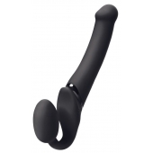 Черный безремневой вибрострапон Silicone Bendable Strap-On - size XL - Strap-on-me - купить с доставкой в Калининграде