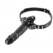 Черный кляп-фаллоимитатор Double Penis Gag - Fetish Tentation - купить с доставкой в Калининграде