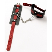 Черные оковы с красным декором и заклепками - Crazy Handmade - купить с доставкой в Калининграде