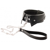 Черный ошейник-воротничок с металлическим поводком - Crazy Handmade - купить с доставкой в Калининграде