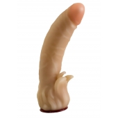 Телесная гелевая насадка-фаллос с клиторальными лепестками - 18,5 см. - LOVETOY (А-Полимер) - купить с доставкой в Калининграде
