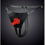 Чёрные кожаные универсальные трусики со штырьком для насадок - Sitabella - купить с доставкой в Калининграде