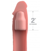 Телесная насадка-удлинитель 2 Inch Silicone X-tension with Strap - 20,3 см. - Pipedream - в Калининграде купить с доставкой