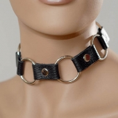 Кожаный черный ошейник с кольцами - Sitabella - купить с доставкой в Калининграде