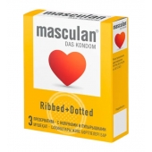 Презервативы с колечками и пупырышками Masculan Ribbed+Dotted - 3 шт. - Masculan - купить с доставкой в Калининграде