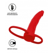 Красная насадка на пенис для двойного проникновения Black Red - 16,5 см. - ToyFa - купить с доставкой в Калининграде