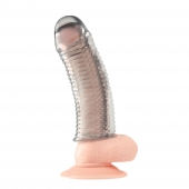 Текстурированная насадка на пенис Clear Textured Penis Enhancing Sleeve Extension - 16,5 см. - BlueLine - в Калининграде купить с доставкой