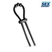 Черное эрекционное кольцо со стимулирующими бусинами - Sex Expert - в Калининграде купить с доставкой