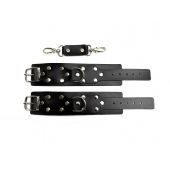 Черные кожаные наручники Sex Game - БДСМ Арсенал - купить с доставкой в Калининграде