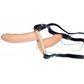 Телесный женский страпон с вагинальной пробкой Strap-On Duo - 15 см. - Orion - купить с доставкой в Калининграде
