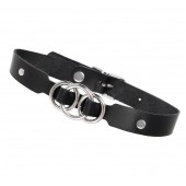 Черный кожаный ошейник со связанными кольцами - Pecado - купить с доставкой в Калининграде