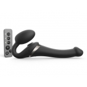 Черный безремневой страпон Multi Orgasm Size S с клиторальной стимуляцией - Strap-on-me - купить с доставкой в Калининграде