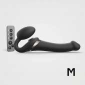 Черный безремневой страпон Multi Orgasm Size M с клиторальной стимуляцией - Strap-on-me - купить с доставкой в Калининграде