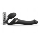 Черный безремневой страпон Multi Orgasm Size M с клиторальной стимуляцией - Strap-on-me - купить с доставкой в Калининграде