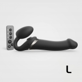 Черный безремневой страпон Multi Orgasm Size L с клиторальной стимуляцией - Strap-on-me - купить с доставкой в Калининграде