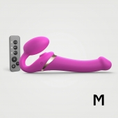 Ярко-розовый безремневой страпон Multi Orgasm Size M с клиторальной стимуляцией - Strap-on-me - купить с доставкой в Калининграде