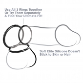 Набор из трех черных эрекционных колец Silicone 3-Ring Stamina Set - Pipedream - в Калининграде купить с доставкой