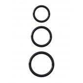 Набор из трех черных эрекционных колец Silicone 3-Ring Stamina Set - Pipedream - в Калининграде купить с доставкой