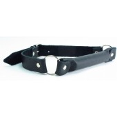 Черный кожаный кляп-трензель на кольцах - БДСМ Арсенал - купить с доставкой в Калининграде