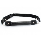 Черный кожаный кляп-трензель на кольцах - БДСМ Арсенал - купить с доставкой в Калининграде