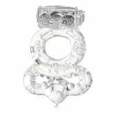 Прозрачное эрекционное кольцо с вибратором  и подхватом - Toyfa Basic - в Калининграде купить с доставкой