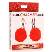 Красные зажимы на соски с помпонами Pom Pom - XR Brands - купить с доставкой в Калининграде