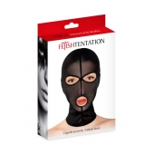 Черная сетчатая маска на голову с отверстиями для глаз и рта - Fetish Tentation - купить с доставкой в Калининграде
