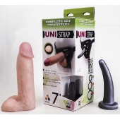 Страпон-унисекс с двумя насадками UNI strap 7  Harness - 19 и 16 см. - LOVETOY (А-Полимер) - купить с доставкой в Калининграде